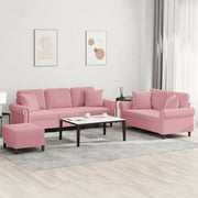 Set di Divani 3 pz con Cuscini Rosa in Velluto 3202283