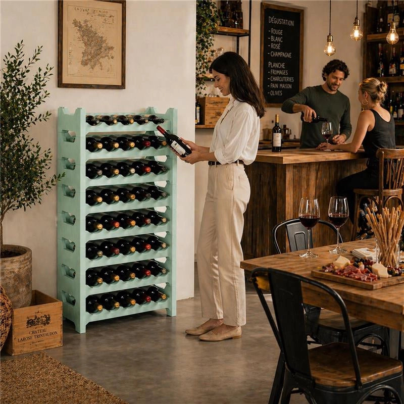 SET 10 CANTINETTE MODULARE PER 60 BOTTIGLIE  IMPILABILE PORTA BOTTIGLIE DI COLORE VERDE CHIARO