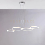 Sospensione in metallo e alluminio laccato bianco con led integrato CCT + telecomando e cavi elettrici regolabili