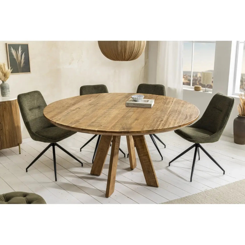 Tavolo da pranzo ELYA – Rotondo diametro 140 cm – Legno massiccio di mango – Stile rustico