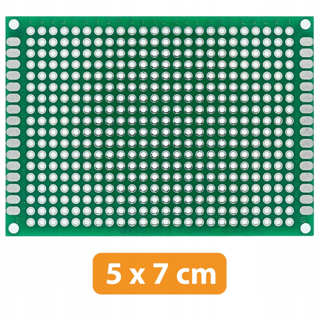 Piastra Prototipo Universale Doppia Faccia 50x70 mm – Fori 2,54 mm, Montaggio THT | Elettronica Prototipazione