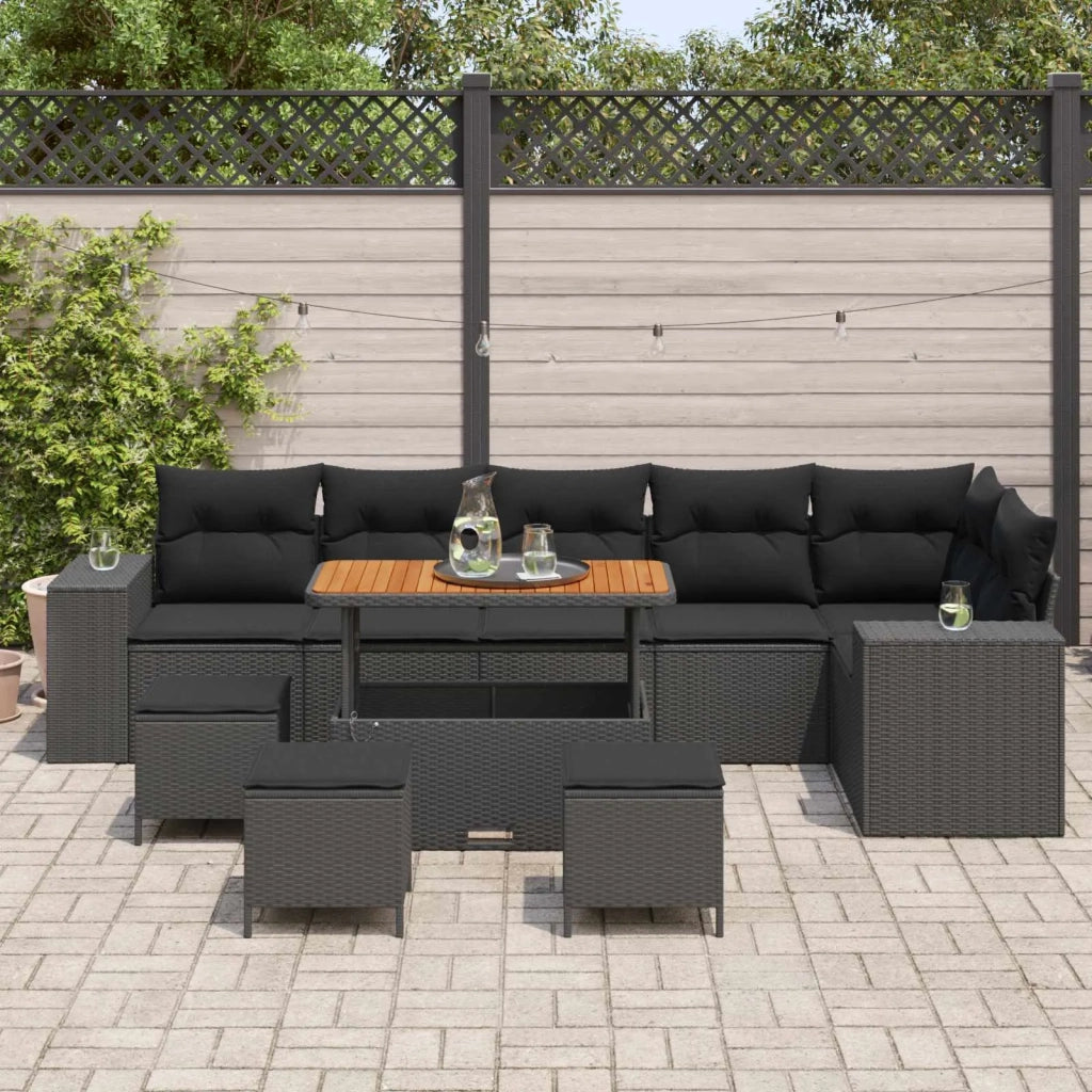 Set Divano da Giardino con cuscino 10 pcs Nero polyrattan 3362029