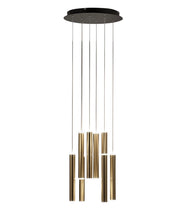 Lampada a sospensione circolare Prado 8 luci Fabas Luce - LED 52 W dimmerabile - Ottone Rosone rotondo