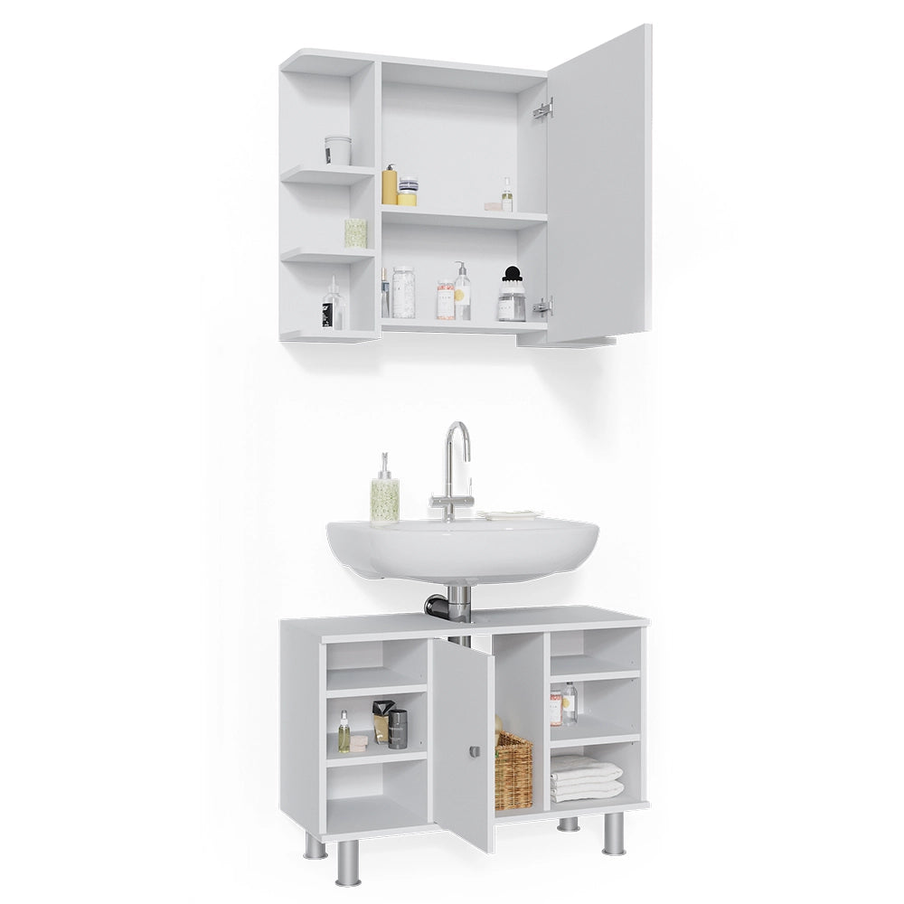 Vicco Set mobili bagno Bianco 2 parti, mobile base 80 cm