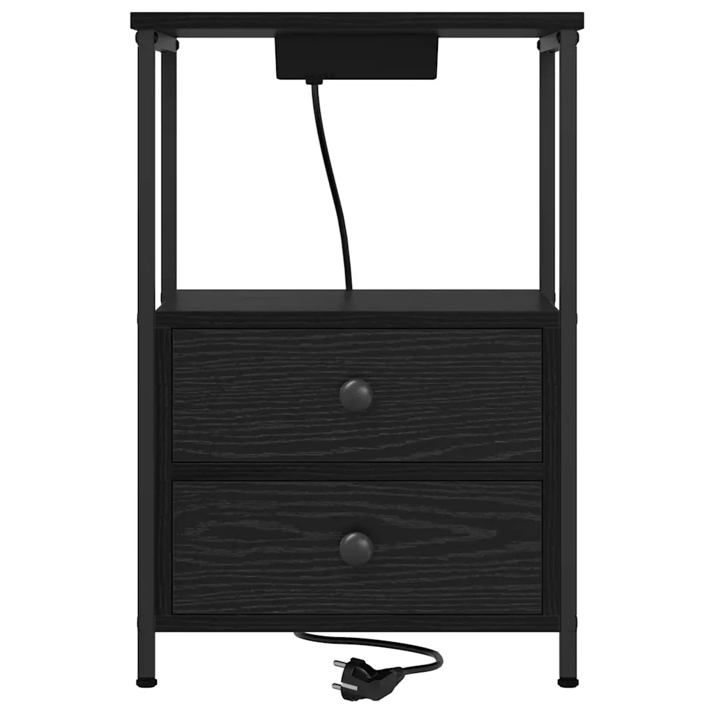 Armadio da Notte Rovere Nero 40 x 31 x 60 cm Legno multistrato 859440