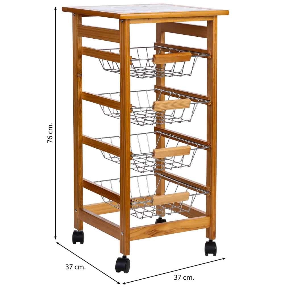 Carrello cucina in legno 37x37x76h cm