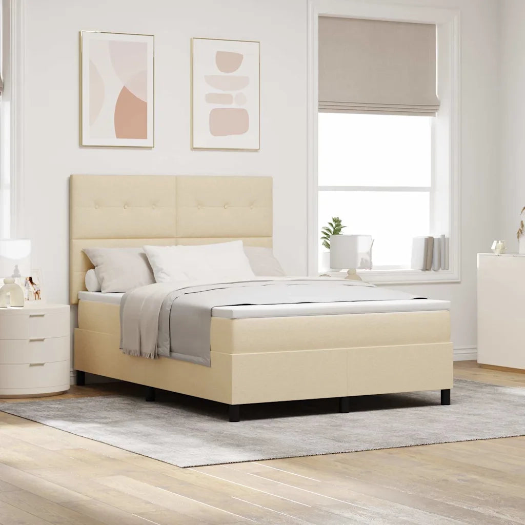 Letto a molle con materasso con led Crema 140 x 190 cm Tessuto