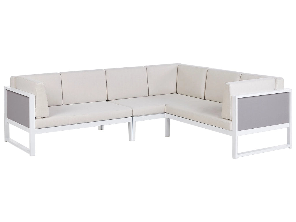 Set da giardino con tavolino in alluminio bianco con cuscini esterno stile moderno