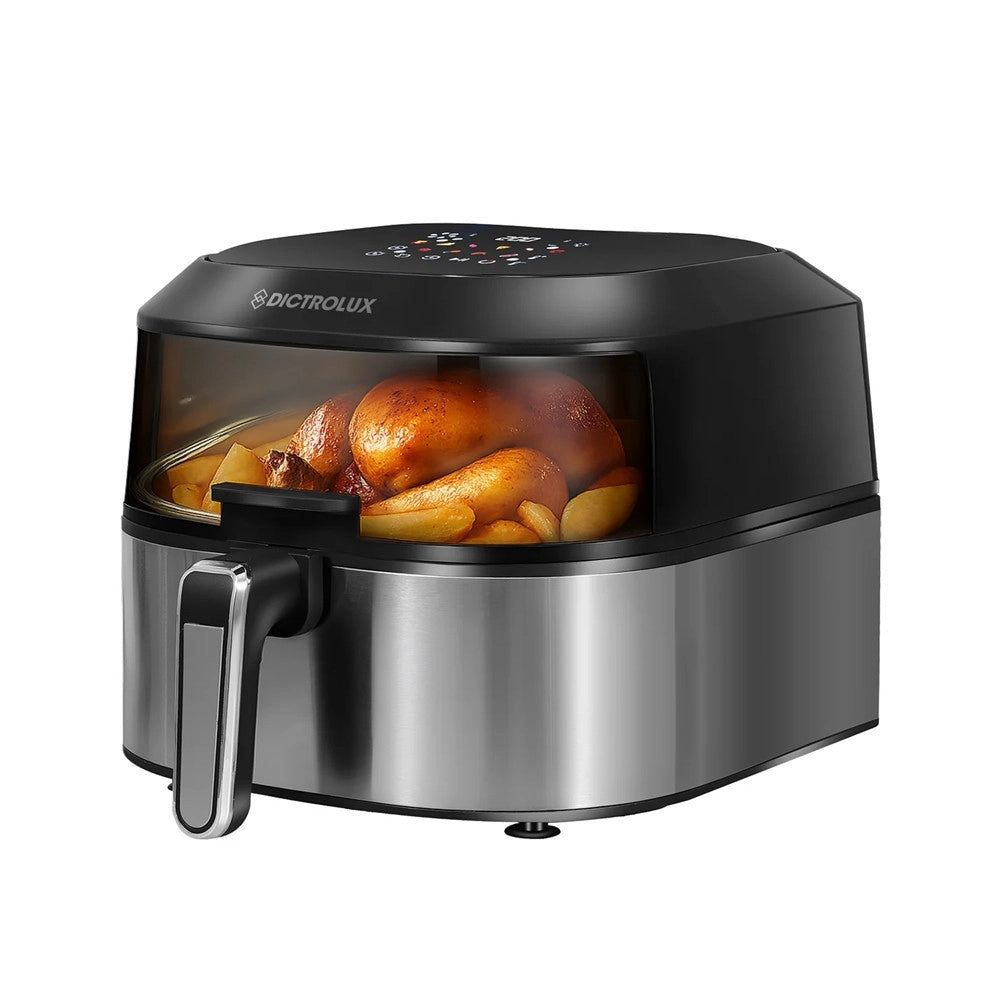 Trade Shop - Friggitrice Ad Aria 5,5 Litri 1500 Watt Con Luce Oblò Schermo Touch Digitale A Colori -