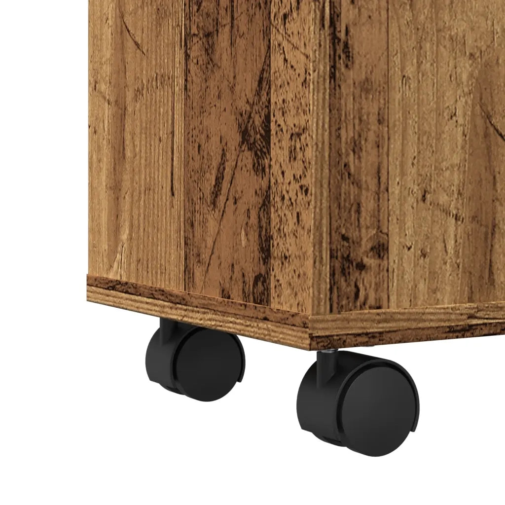 Mobile da Bagno Stretto con Ruote Legno Vecchio in Truciolato 855239