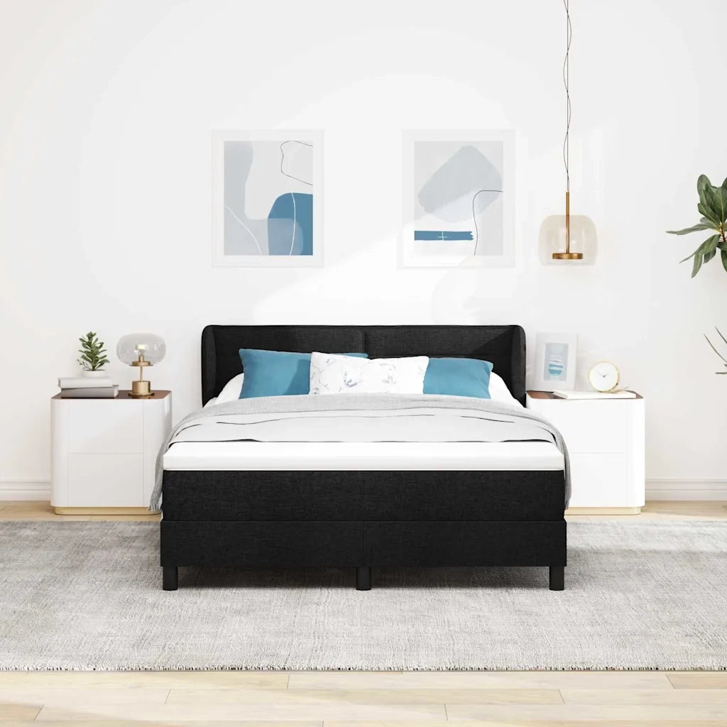 Letto a molle con materasso Nero 140 x 200 cm Tessuto 3339963