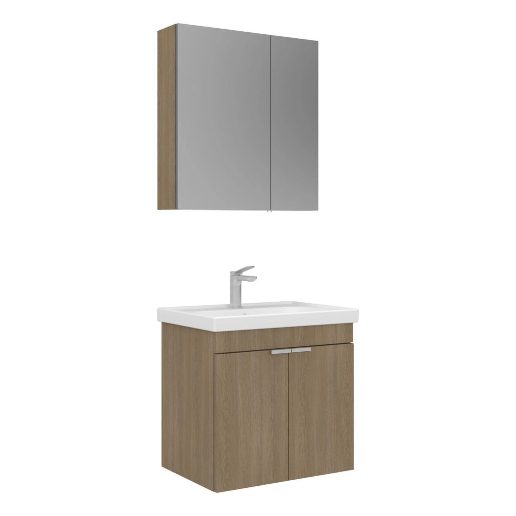 Set mobile lavabo con specchio (2 pezzi) "Desna 60" - 60 x 45 x 58 cm - Rovere
