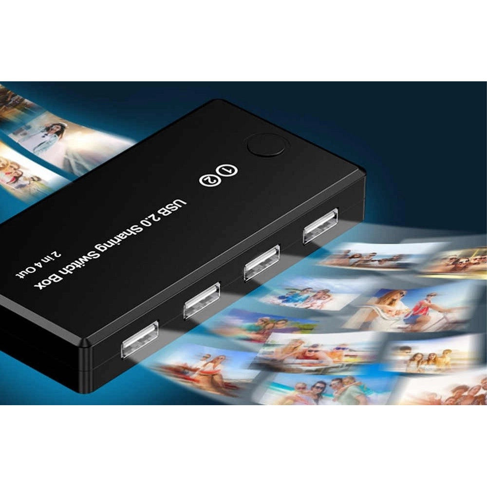 Trade Shop - Switch Box Usb 2.0 Hub 2 Ingressi 4 Uscite Per Condividere 2 Pc Computer Q-u100 -