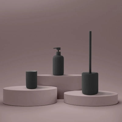Scopino wc nero in ceramica soft touch con setole nere Spring