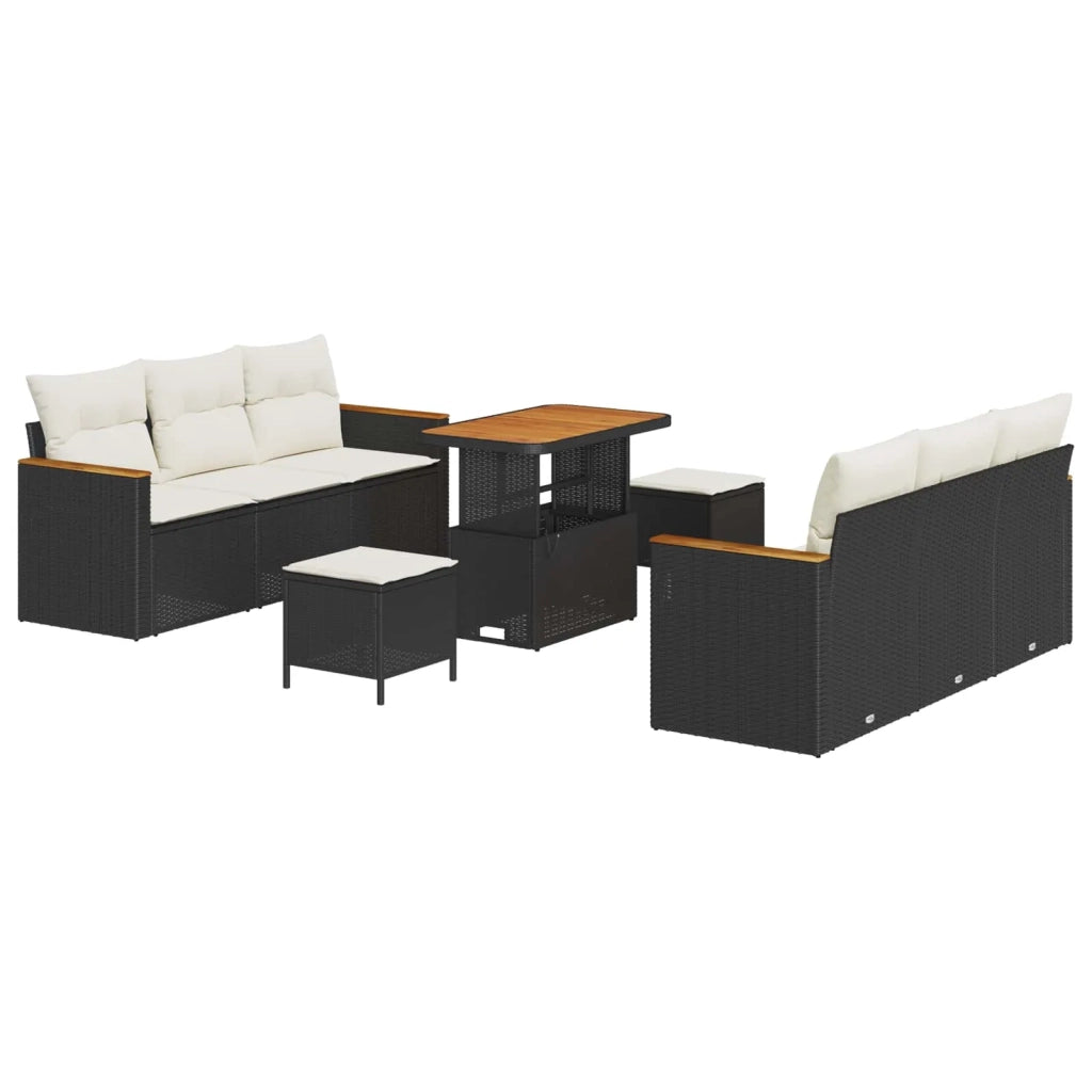 Set Divano da Giardino 9 pcs Nero polyrattan 3362870