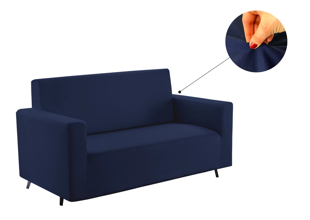Copridivano E Copri Poltrona Antimacchia Sofà Elasticizzato Modello Magico - Div 3Posti - Blu