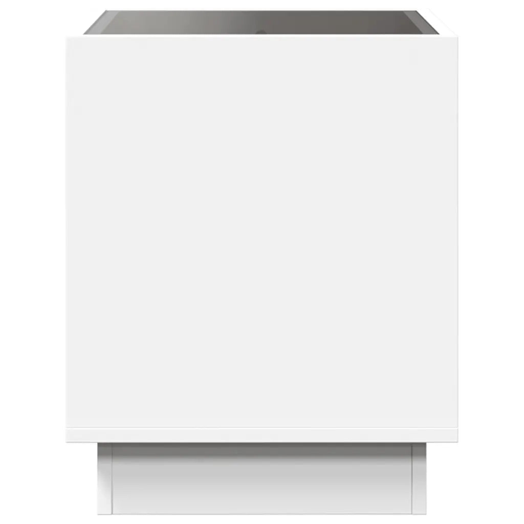 Comodino | Armadio da Notte | Mobiletto da notte con LED Infinity Bianco 50x50x50 cm