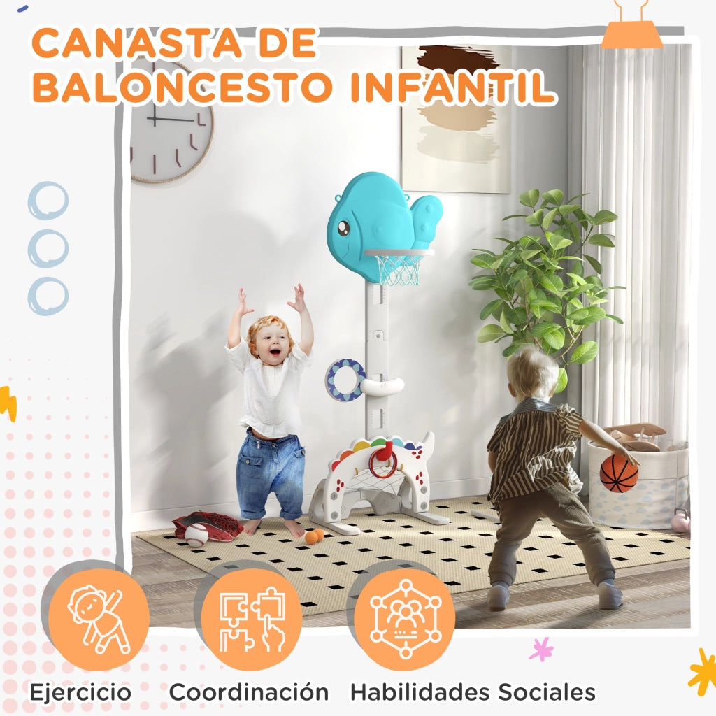 Canestro da Basket per Bambini Regolabile in Altezza con Palla ¨C Minimal ¨C Multicolore