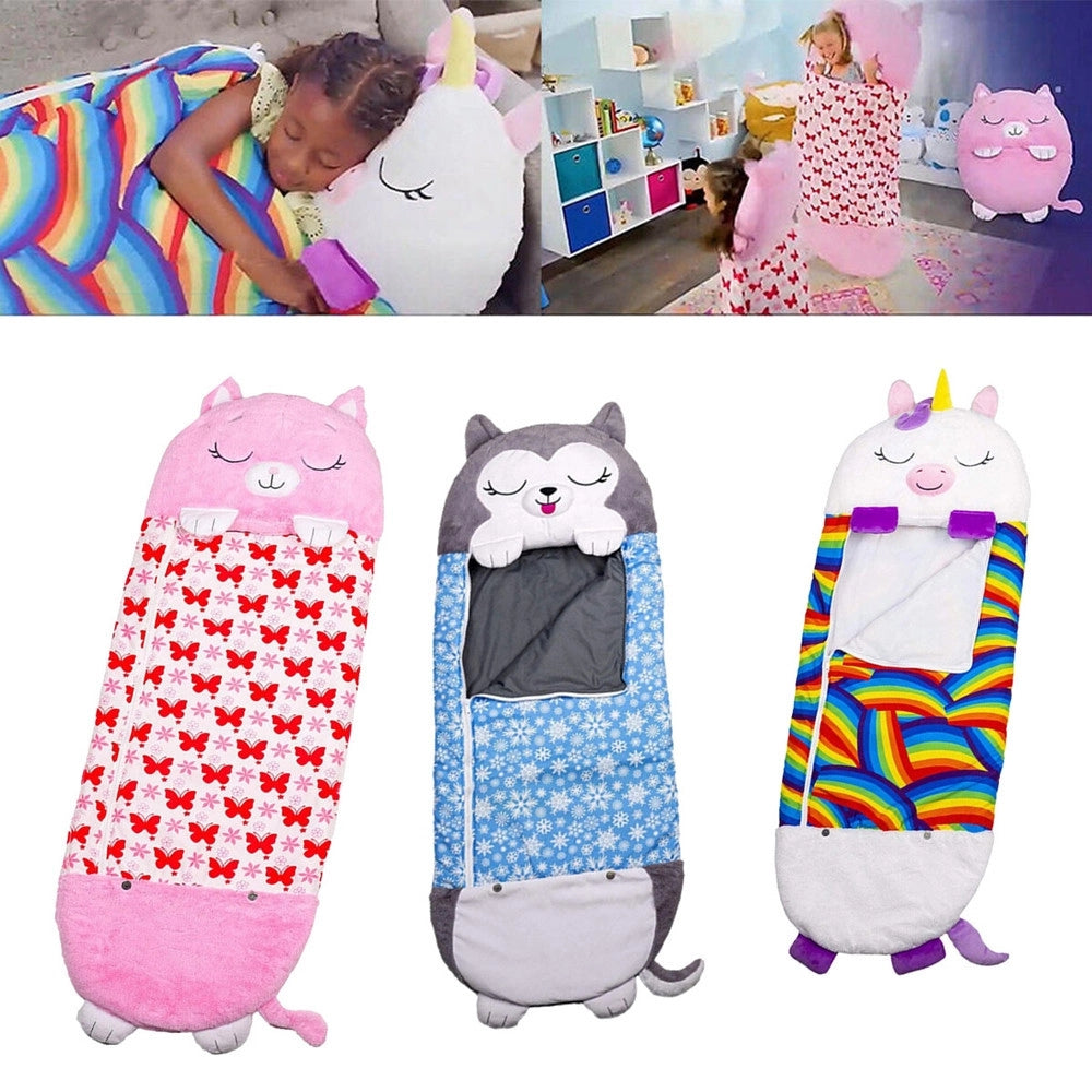Trade Shop - Sacco A Pelo Per Bambini Con Cuscino Morbido Confortevole Pieghevole 2in1 Campeggio Casa -
