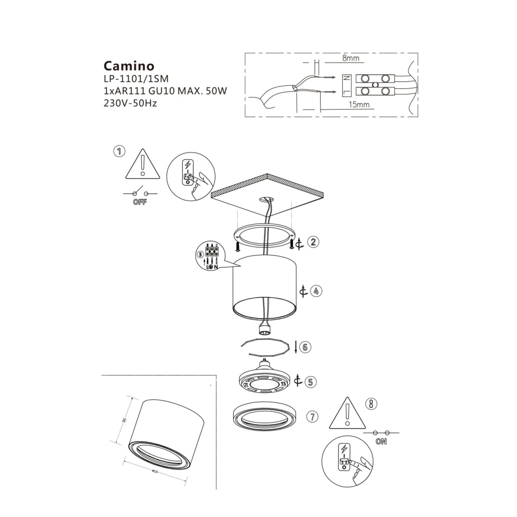 Spot da soffitto Camino ES111 bianco Light Prestige