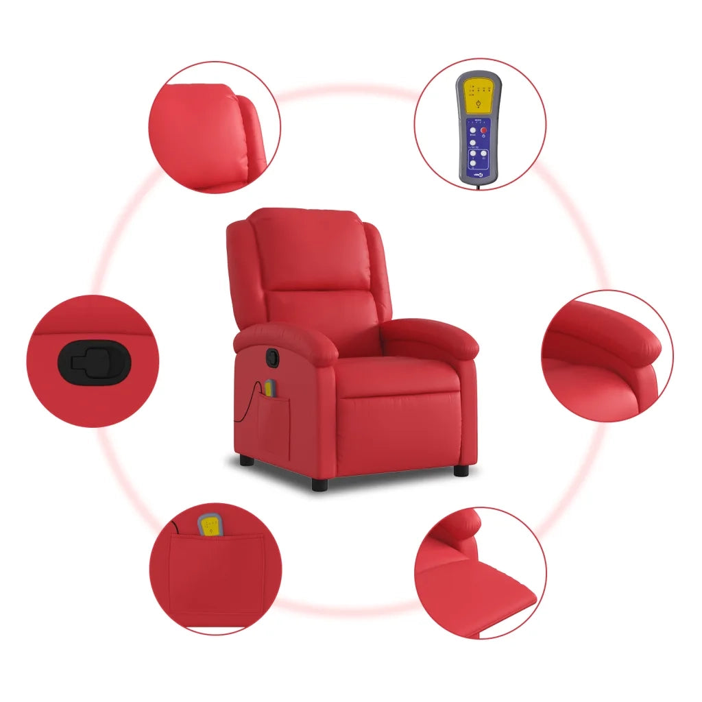 Poltrona Massaggiante | Sedia Relax Reclinabile Rossa in Similpelle