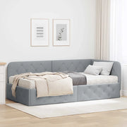 Cornice del letto ad angolo Grigio chiaro 100 x 200 cm Tessuto