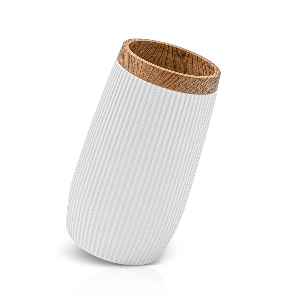 Set accessori bagno in plastica bianca con dispenser sapone e due portaspazzolini Blob