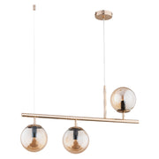 Lampada sospesa moderna oro sfere ambra 3xE14 Alfa