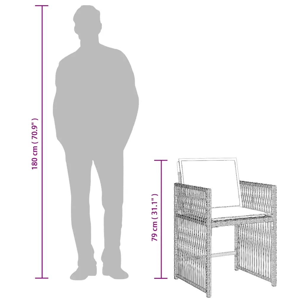 Set da Pranzo da Giardino 13pz con Cuscini Grigio in Polyrattan 3211763