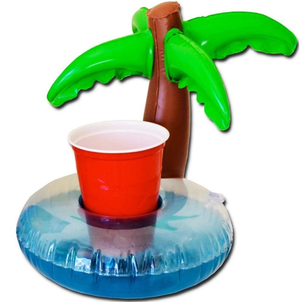 Trade Shop - Porta Bibite Gonfiabile Isola Con Palma Galleggiante Porta Lattina Piscina 30 Cm -