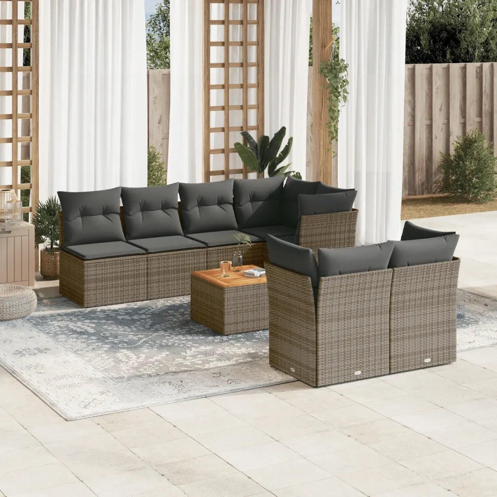 Set Divano da Giardino 8 pz con Cuscini Grigio in Polyrattan 3255850