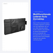 Organizzatore per auto con protezione solare - multifunzionale - con pelle in PU - organizzatore per documenti - nero - 15x29 cm