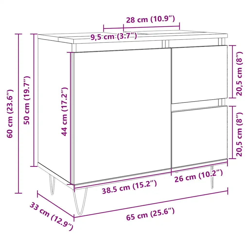 Armadietto da Bagno Rovere Sonoma 65x33x60 cm Legno Multistrato 849677