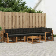 Set di divani da esterno con cuscino 7 pcs Naturale e Nero 3382000