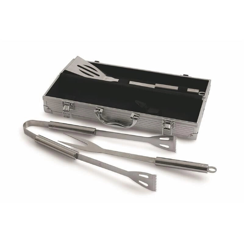SET 3 UTENSILI BARBECUE IN ACCIAIO CON VALIGIA