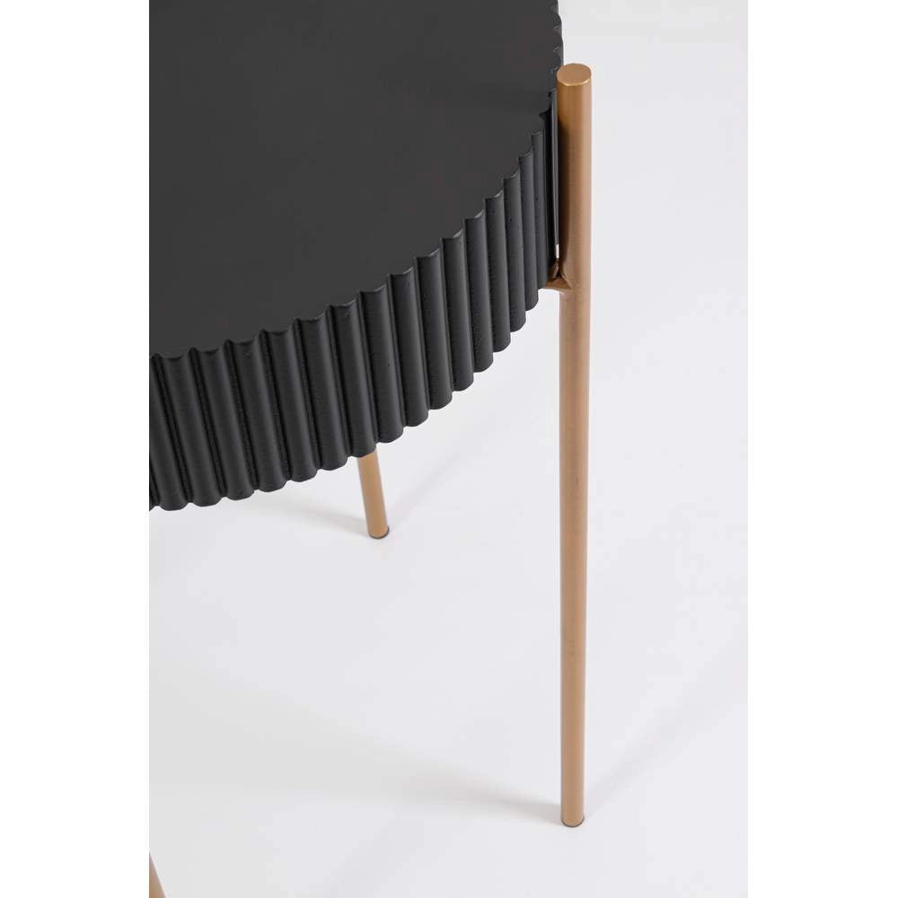 Tavolino Rotondo in Acciaio e Legno Industrial Darcy Nero Bizzotto
