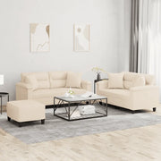 Set Divani 3 pz con Cuscini Beige in Tessuto Microfibra 3202337