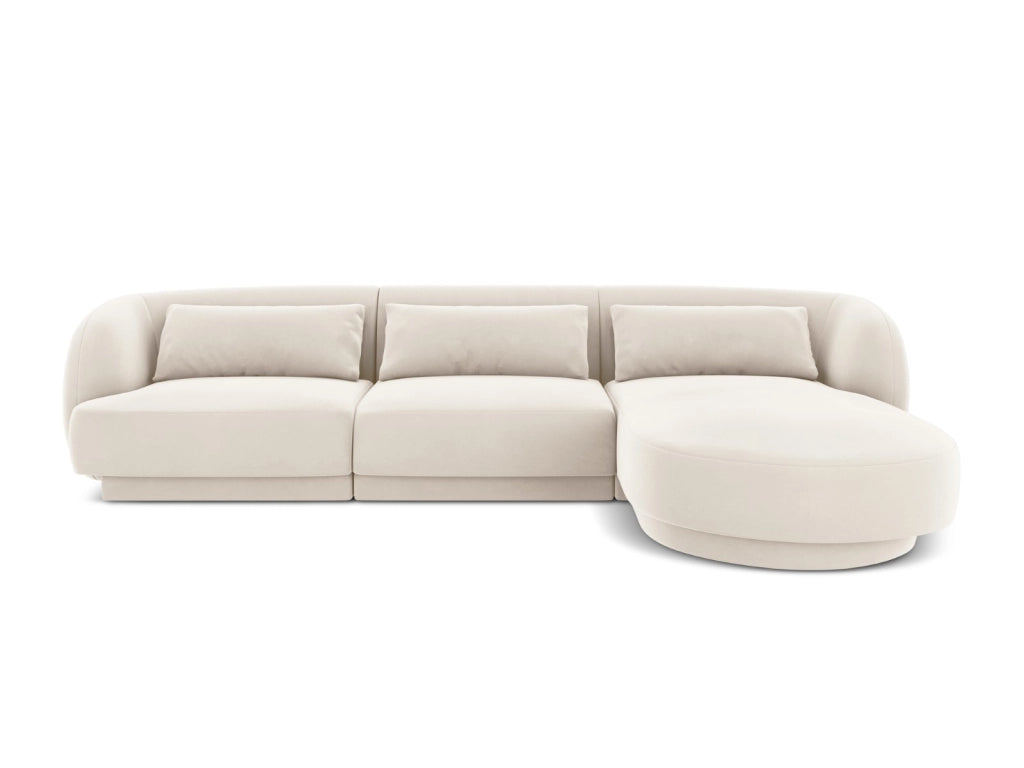 Cosmopolitan Design - Divano angolare destro "Tulum" 4 posti in velluto beige chiaro 
