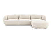 Cosmopolitan Design - Divano angolare destro "Tulum" 4 posti in velluto beige chiaro 