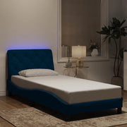 Giroletto con LED senza Materasso Blu 80x200 cm in Velluto