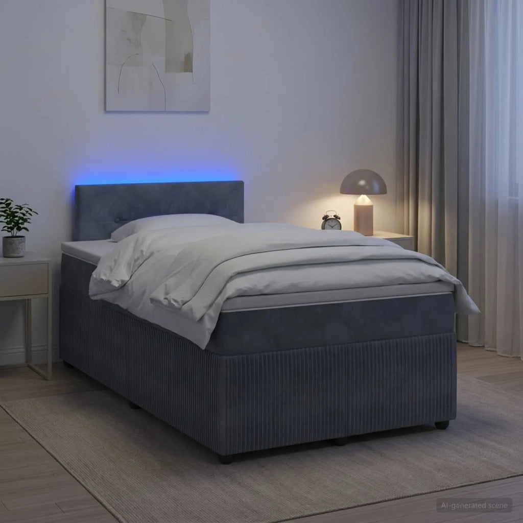 Letto box spring con materasso Grigio Scuro 120 x 190 cm 3453102