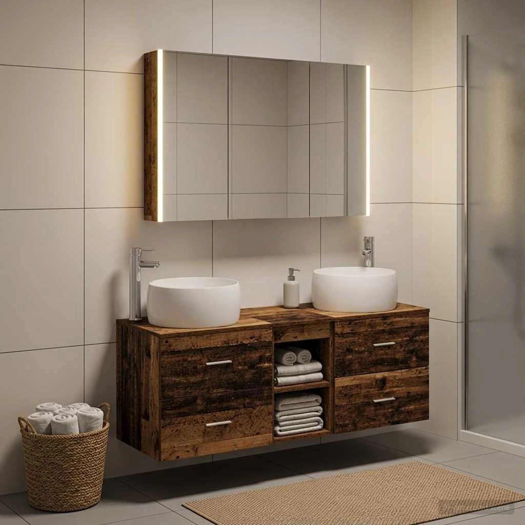 Set di mobili per il bagno 4 pz Legno antico 3407029
