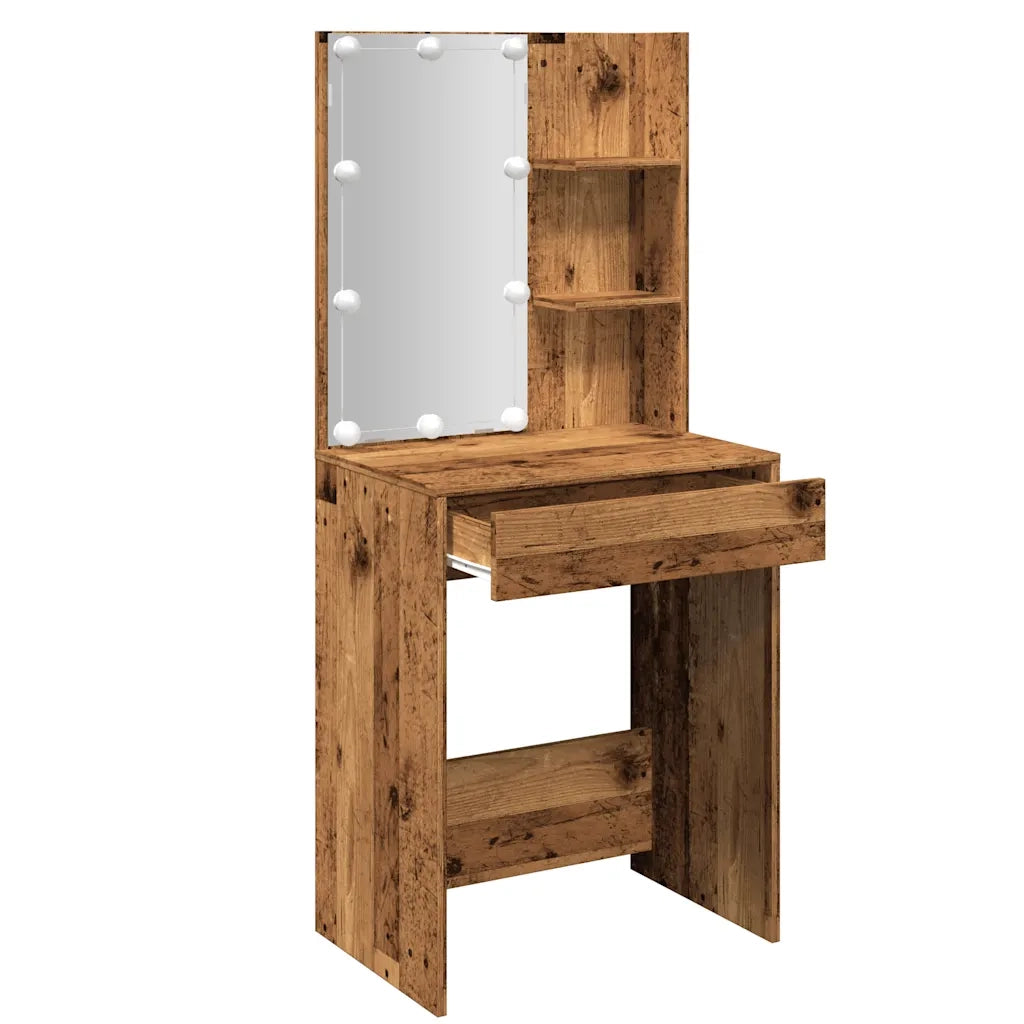 Toeletta con LED Legno Antico 60x40x140 cm 856999