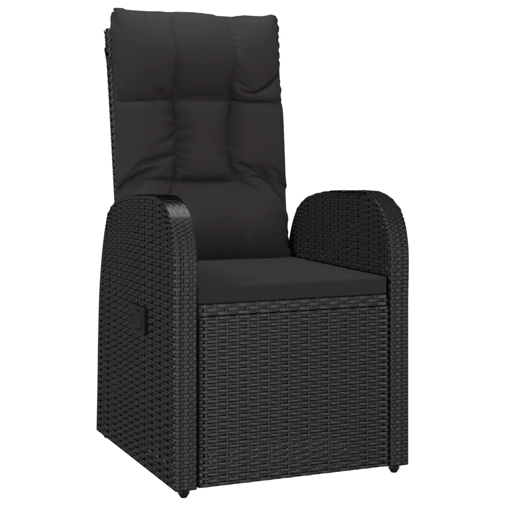 Set da Pranzo da Giardino 7 pz Nero con Cuscini in Polyrattan 3157602