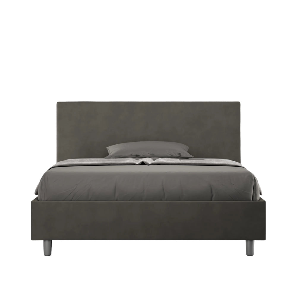 Letto Matrimoniale Large 180x210 cm con Rete e Contenitore Adele Grigio