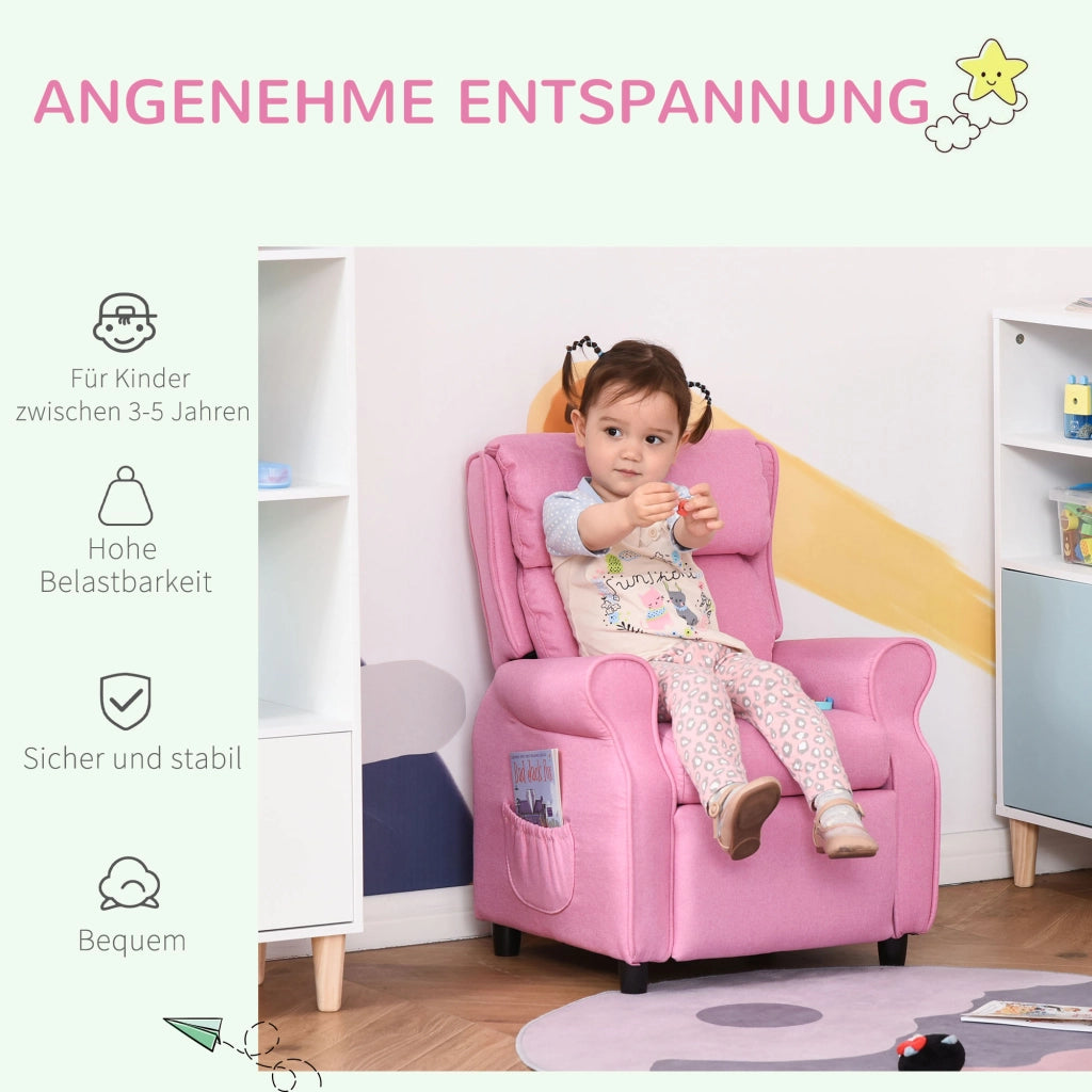 Divano bambini con poggiapiedi e braccioli regolabili ¨C zephmum ¨C rosa