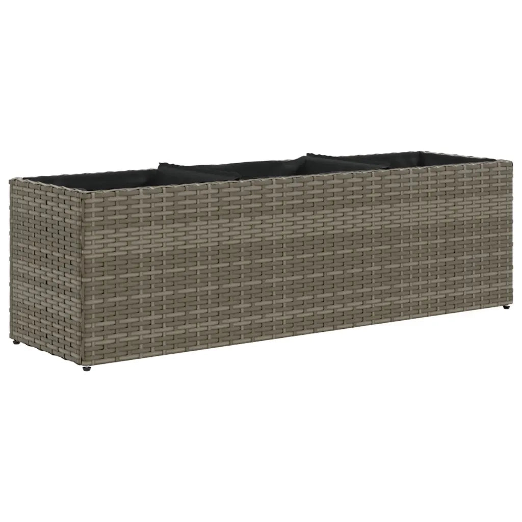Fioriera | Cassetta per fiori | Vaso da Giardino con 3 Vasi Grigia 105x30x32 cm Polyrattan