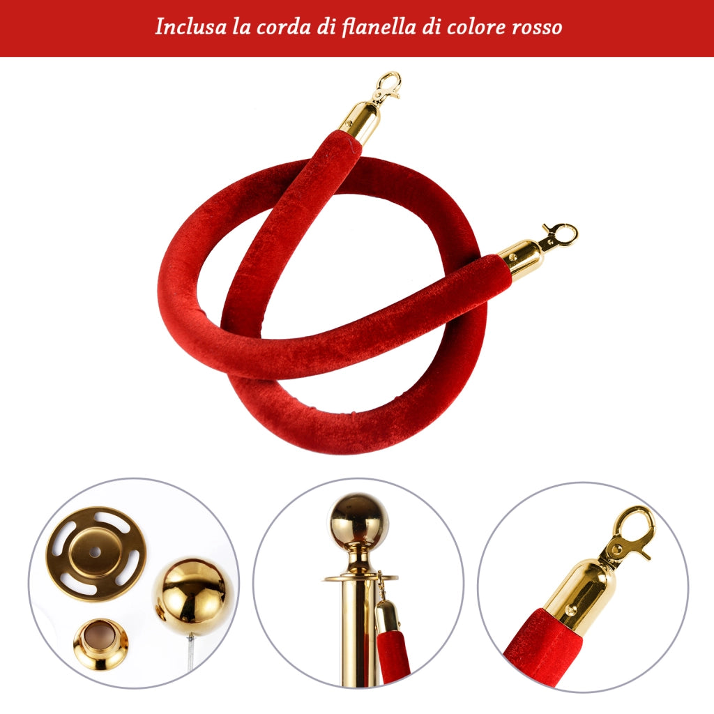 Colonnina Segnapercorso per Code ¨C Minimal ¨C Acciaio Rosso e Oro