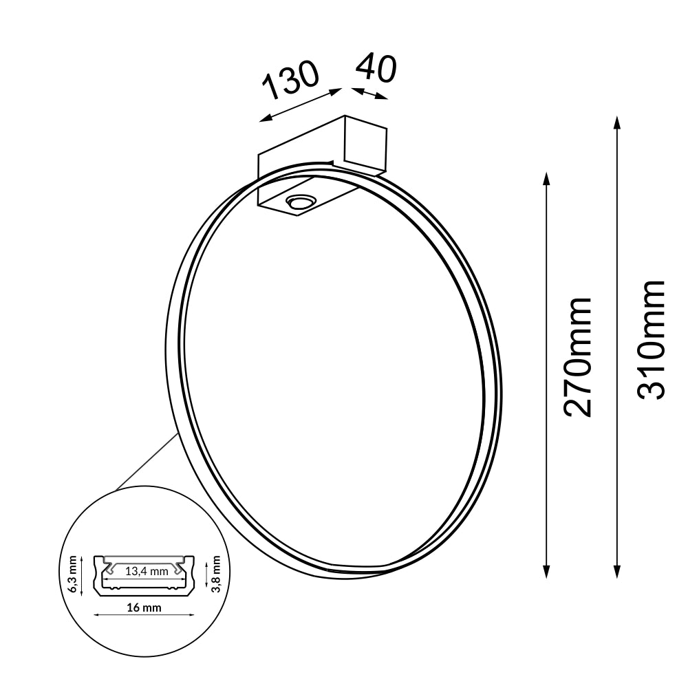 Applique da parete oro anello 27cm LED 8,4W 3000K Shilo