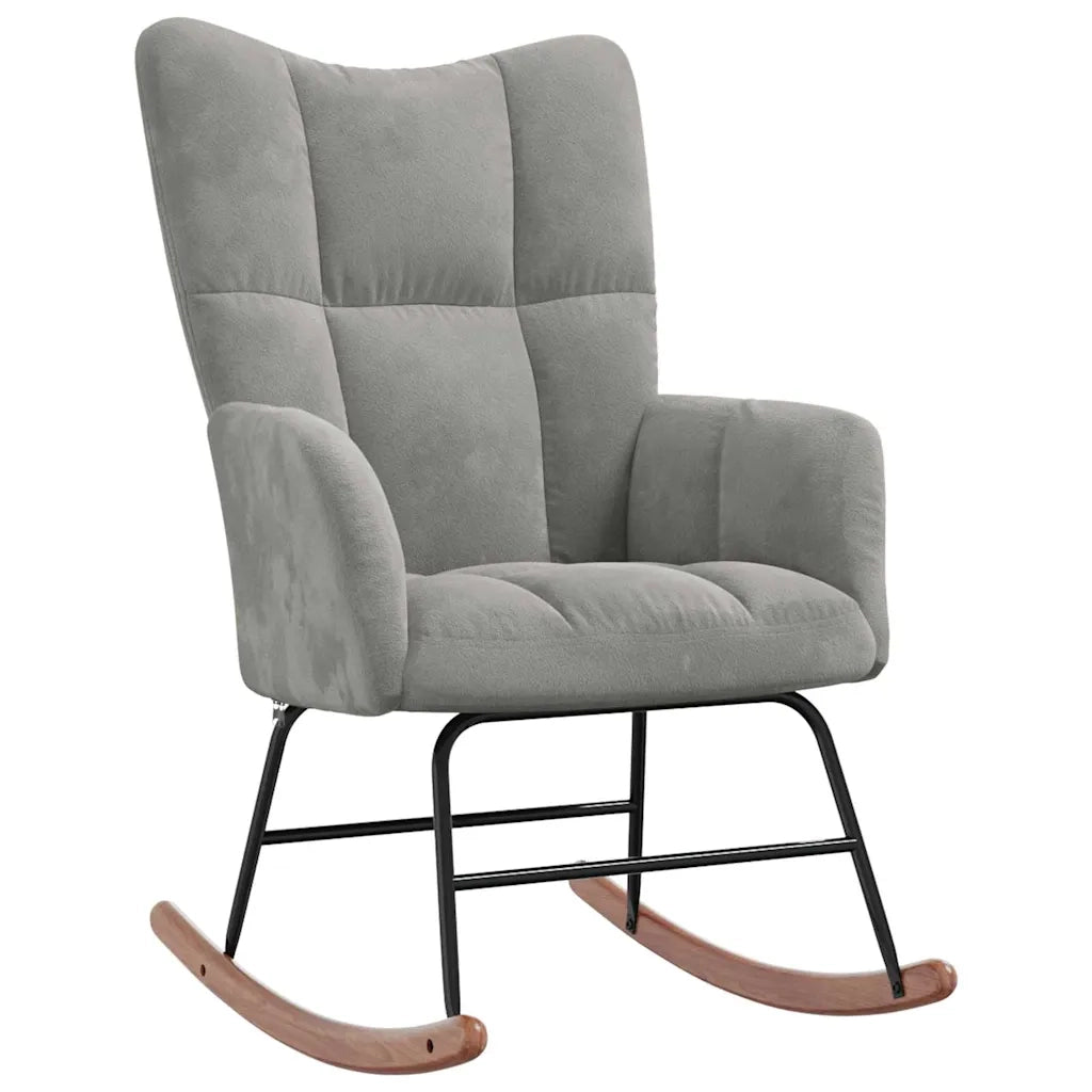 Sedia a Dondolo Grigio Chiaro in Velluto 328139